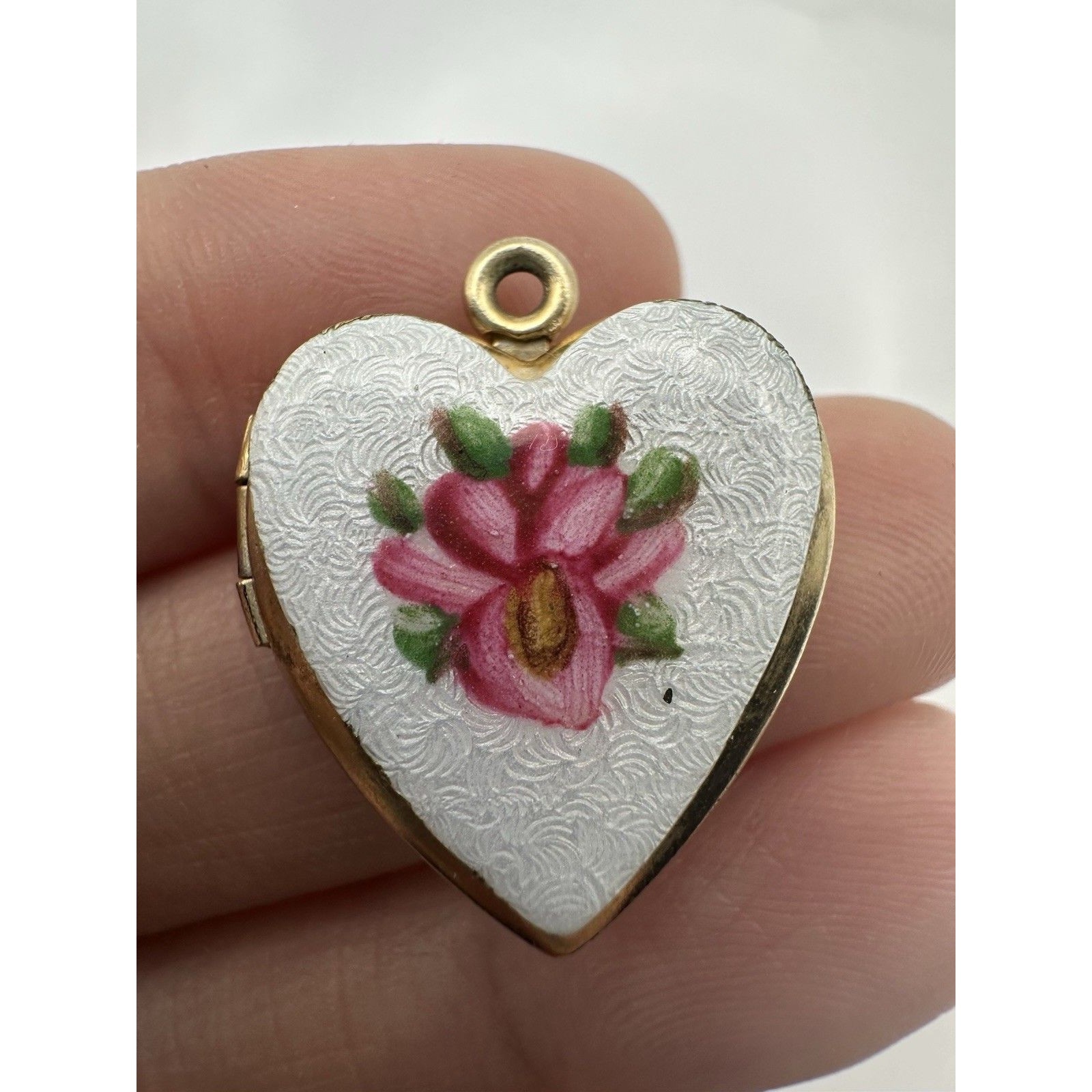 Vintage Hobe Charm Pendant Locket Gold Tone Enamel 65$